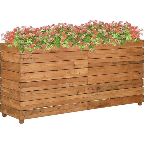 Jardinière de jardin - Balconnière à fleurs Lit surélevé 150x40x72 cm Bois de teck recyclé et acier BV975071 - BonneVie (1/5)