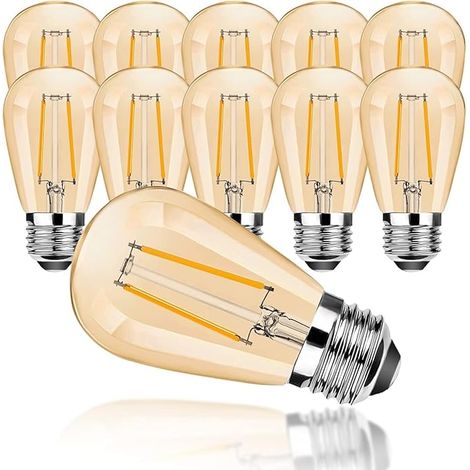 Ampoules LED E27 S14 2 W Edison, ampoule à incandescence 10 W, pour guirlande lumineuse d'extérieur, blanc chaud (1/5)