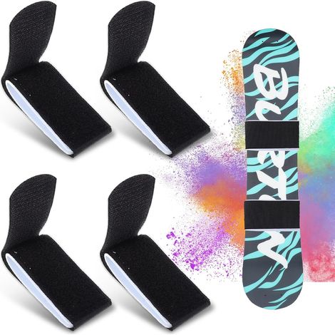 sangle pour ski, 4 pièces sangle de ski réglable Sangle Porte-Ski en nylon avec coussinets de protection Eva crochet et boucle sangle de fixation attache ski pour Transport des Ski, Bâtons (1/5)