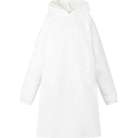 vidaXL Sweat à capuche couverture Blanc L Polaire et flanelle (1/5)