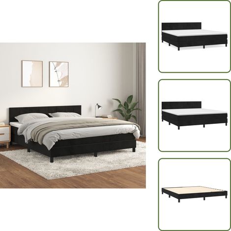 Boxspringbett mit Matratze Schwarz 160x200 cm Samt - Samtbett - Boxspringbett - Doppelbett - Schlafzimmermöbel - Luxusbett (1/5)
