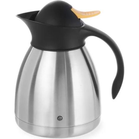Verseuse Isotherme - Acier Inoxydable Double Paroi - Bouchon À Poussoir Jaune - 1,5 L - 145 x 230 mm (1/3)