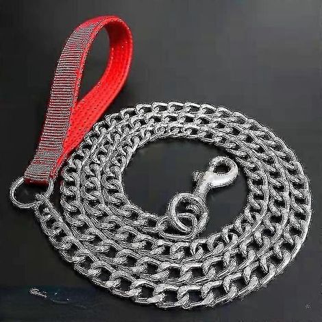 Robuste Hundeleine mit Schaumstoffpolsterung, Metallkette für kleine und große Hunde, biss- und schnittfest (1/2)