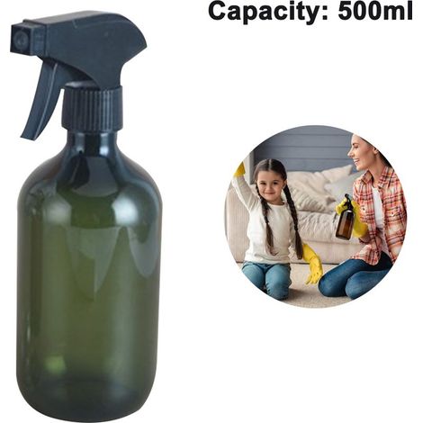 Kunststoff-Sprühflasche – 500 ml – Manueller Sprühkopf mit einstellbarer Sprühmenge – Für ätherische Öle, Haushaltsprodukte und Tierpflege – Schwarz (1/5)