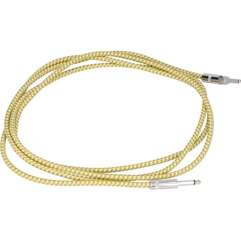 Câble Audio 6.5mm Jack Mâle Droit/Coudé Blindé Anti-Bruit pour Guitare Basse, Orgue, Enceinte, 3m Jaune (1/5)