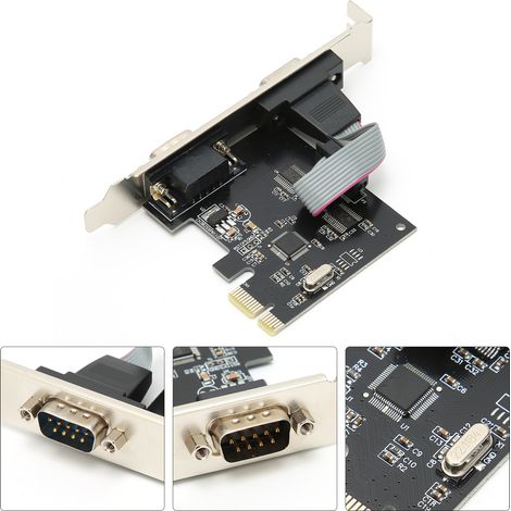 Carte d'extension PCIe vers 2 ports série, adaptateur et contrôleur pour PC de bureau Windows/Linux/OS X (1/5)
