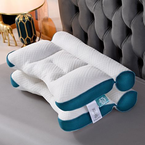 Oreiller Ergonomique pour L'ApnéE du Sommeil, Oreiller Coussin Ergonomique, Cervical ApnéE Du Sommeil, Anti Ronflement Et ApnéE, bleu, 40X60CM,1pcs (1/4)