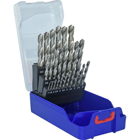 Tivoly • Caja de 25 piezas de brocas para metal rectificadas HSS, Ø1 a 13 mm por 1/2 mm