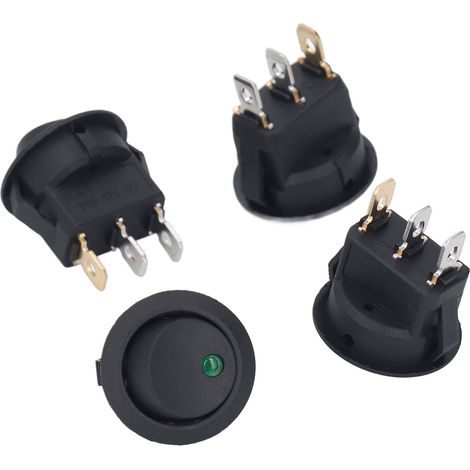 4 Stück 12V runde Netzschalter, 3-polig, 2-Positionen, LED-Schalter, Kippschalter für Boote, 20 mm (1/5)