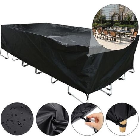 Garden furniture cover, 242x162x100 cm, for table and chairs, black.