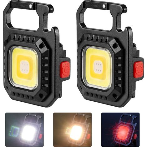[NIEMALS VERWENDET] Mini-LED-Taschenlampe, 2 wiederaufladbare PC-Arbeitsleuchten, 800 Lumen, magnetisch, COB, tragbar, klein, wasserdicht, Schlüsselanhänger für Camping, Notfall, Angeln NPTERBL