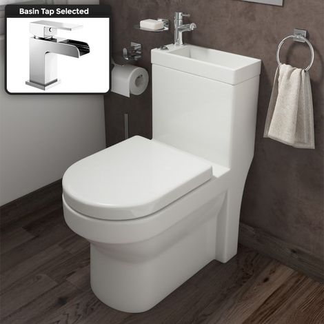 2 In 1 Compact Close Coupled Toilet and Basin Combo Space Saver with Waterfall Mono Mixer Tap