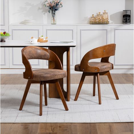Drehstuhl Esszimmer aus Tech-Gewebe Coffee, gepolstert, mit Buchenholzbeinen,41×44×72cm (1/5)