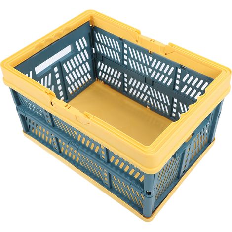 Paniers pliables avec poignées en polypropylène imperméable, boîtes de rangement pliables pour la maison, la cuisine, la chambre ou le bureau, jaune et vert, grande taille (1/5)