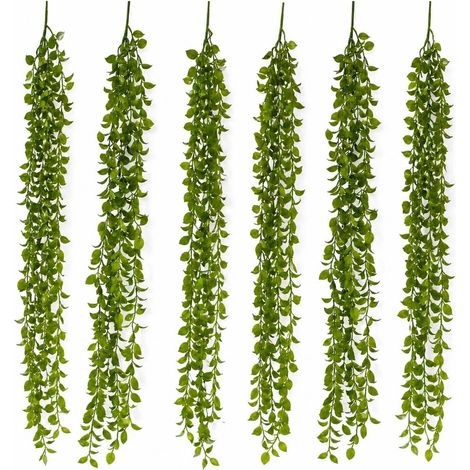 Pack of 6 x 90cm Artificial Trailing Green Botanik Hanging Plant Faux Foliage Garland - Premium Quality (1/4)