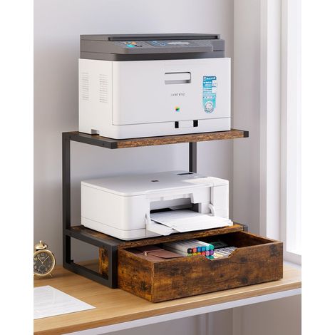 2-Tier Desktop Printer Stand with Storage Shelves, Multipurpose Organizer for Folders, Books, Fax Machines, Scanners and Home Office (1/5)