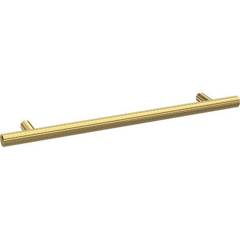 Furniture Handle Textured Knurled Bar Handle, 252mm (192mm Centres) - Brushed Brass