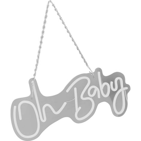 Lumière Néon Acrylique Oh Baby USB pour Décoration Murale Blanche, Bar Mariage Fête Anniversaire Baby Shower (1/5)