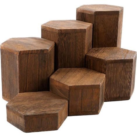 Socle en bois, 6 présentoirs hexagonaux pour bijoux, parfums, (1/5)