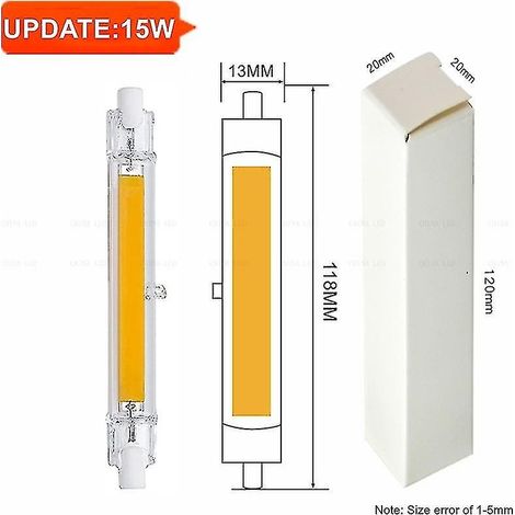 Ampoule LED R7s 78 mm 8 W 10 W, spot 118 mm 15 W 25 W, 110 V 220 V 230 V 240 V, tube en verre de remplacement pour ampoule COB 30 W (1/5)
