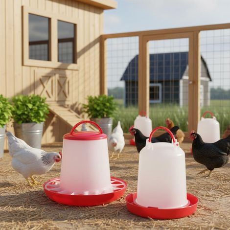 Mucola Futterspender Hühnertränke Set Futterautomat Geflügeltränke Kunststoff Napf Tränke Geflügel Hühner Futter Futtertrog - 3kg + 3L