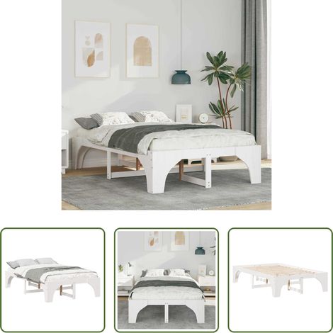 vidaXL Plattformbett -  Bettrahmen Weiß 120 x 190 cm Massives Kiefernholz (1/5)