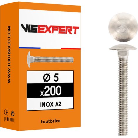 vis à tête bombée et collet carré Ø5 inox A2 - Vis Expert (1/3)