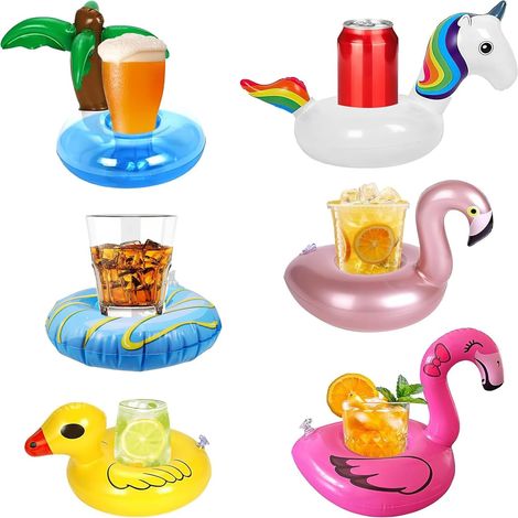 Porte-Gobelets Piscine Gonflables, Porte-Boissons Flottants, Lot de 6 Bouées porte-verre pour pool party, plage, spa et baignoire, accessoires d’été pour enfants et adultes (1/5)