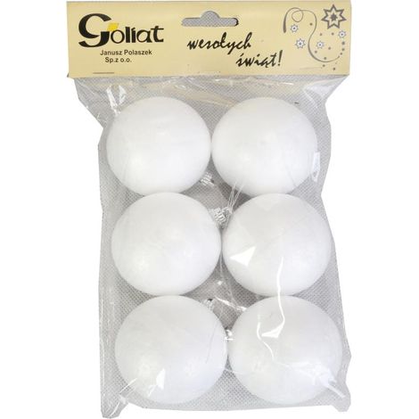 Set di 6 palline decorative in polistirolo, 6 cm
