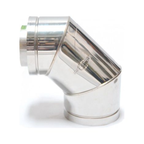 ASTEC Inspektionswinkel 90° Doppelwandig DN113-300 Edelstahl Rohr Bogen Abgas Schornstein 8224-250