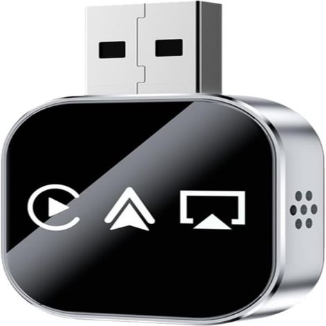 Adaptador de interconexión sin cable inteligente 3 en 1 para automóvil, color plata (compatible con CarPlay, AirPlay, Android Auto, conexión inalámbrica sin cable plug and play) (1/5)