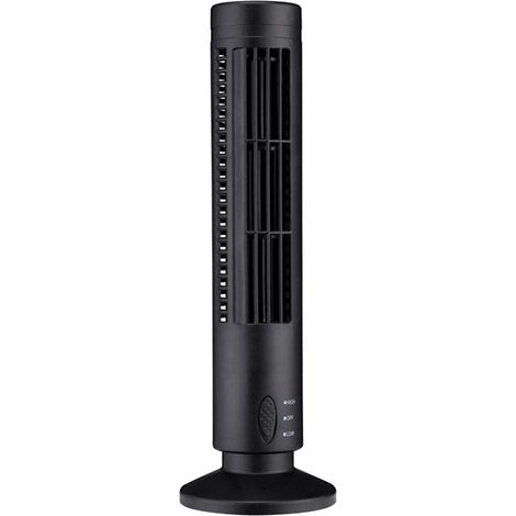 Mini ventilatore a torre senza pale – USB – 2 velocità – a piantana – camera da letto / soggiorno / ufficio – nero