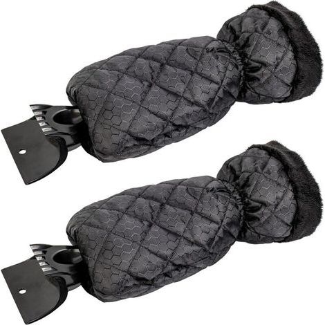 BUNTHAUS CSPARKV Lot de 2 Grattoirs à Glace pour Voiture - Grattoir Pare Brise Voiture Gant pour Vitres, Grattoirs à Neige avec Doublure Imperméable, Enlève la Glace et Garde Les Mains au Chaud - 2 PC