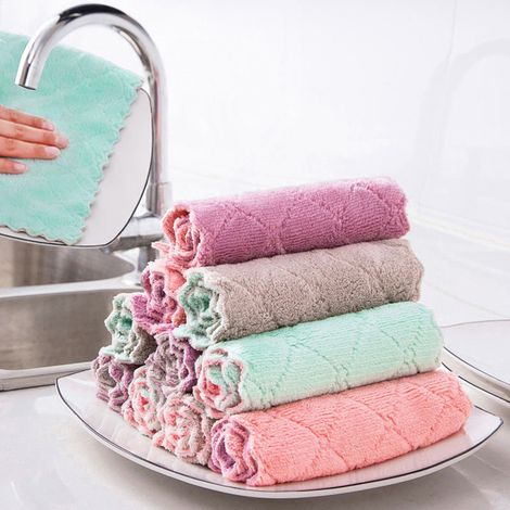 Lot de 15 torchons de cuisine en microfibre ultra-absorbants, haute efficacité, pour le nettoyage de la vaisselle et de la maison. (1/5)