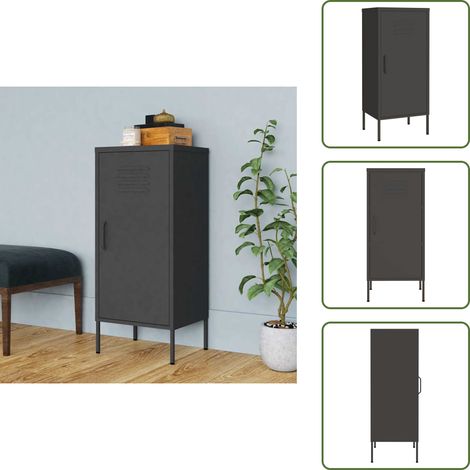 The Living Store Armoire de rangement Anthracite 42,5x35x101,5 cm Acier - Meuble De Rangement - Armoire De Rangement - Armoire Métallique - Rangement Salle De Séjour - Rangement Salon
