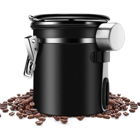 Luftdichter Edelstahlbehälter zur Aufbewahrung von Kaffeebohnen und gemahlenem Kaffee mit Ventil und Teilvakuumfunktion