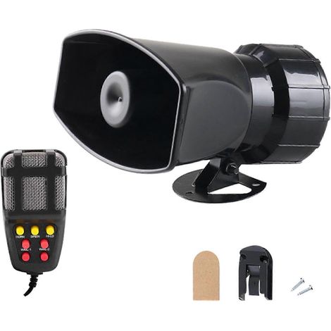 Bocina de sirena para coche, sonido de 5/7 tonos, sirena para sistema de emergencia con micrófono y altavoz PA para coche, 20 W, sonido eléctrico. (1/5)