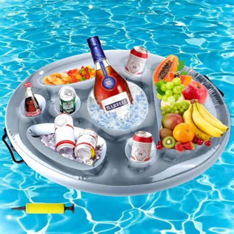 QORVA-Porte-gobelet Gonflable Flottant,Gonflable Porte-Boissons 2 en 1 Plateau Flottant,Porte-Bouteille Gonflable Flottant Fête D'été, pour Piscine de Grande Capacité Bar Flottant pour Piscine