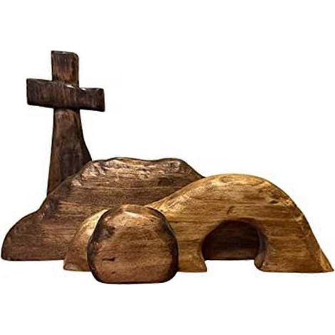 Scène de Pâques du Tombeau Vide et décoration de tombeau de Pâques en bois, décoration de renaissance de Pâques en bois (1/5)