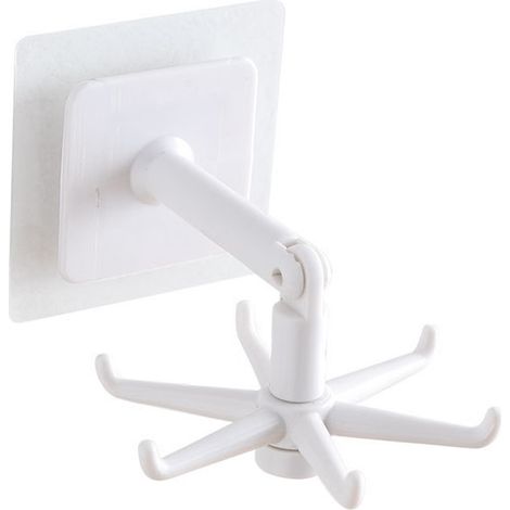 Crochet Rotatif Murale ABS Installation Facile Crochet Rotatif 360° pour Ustensiles Cuisine Blanc (1/5)