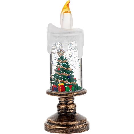 Lampe À Bougies des Globes De Neige avec Flocons Neige Flottants Réalistes Conception en Plastique Sûr pour Les Maisons Fête d'hiver Noël Décrivent La Décoration Fête d'hiver avec-Sapin de Noël (1/4)