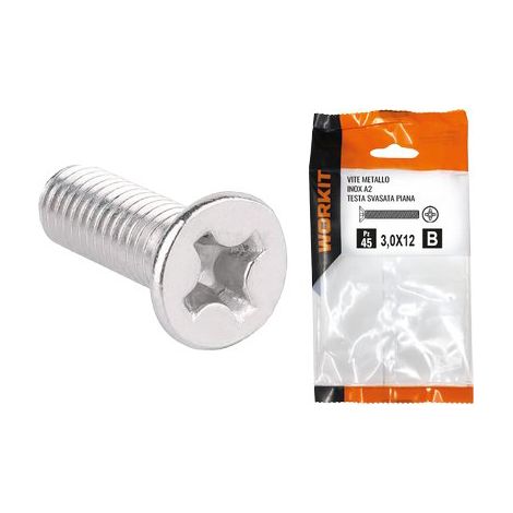 VITE METALLO TSP INOX A2 SELF WORKIT - CAVA PH FILETTO INTERO MM 4X25 CF=PZ 21- 5 confezioni