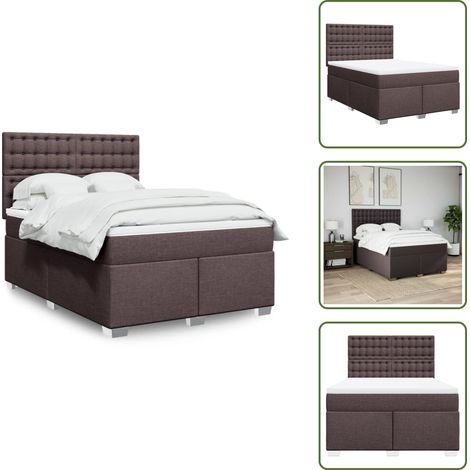 Tête de lit réglable - vidaXL Sommier à lattes de lit avec matelas Marron foncé 160x200 cm - Surmatelas confortable (1/5)