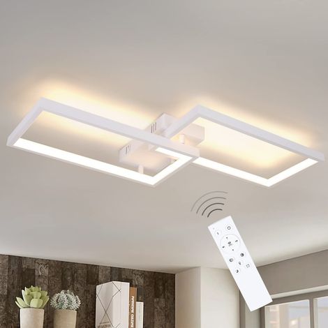 ZMH Plafonnier LED Variable avec télécommande 40W Blanc Lampe de salon en métal Moderne Design Lampe de chambre à coucher Lampe de cuisine pour chambre à coucher Salle à manger Salon Bureau