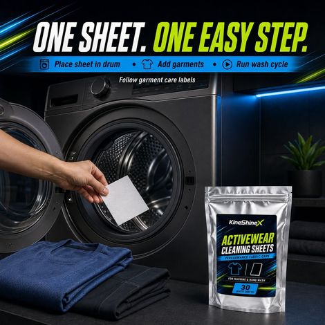 KineShineX Sports Apparel Cleaning Sheets, Gym Apparel & Yoga Pants, Sports Towels, Laundry Sheets, Machine Washing & Hand Washing (1/4)