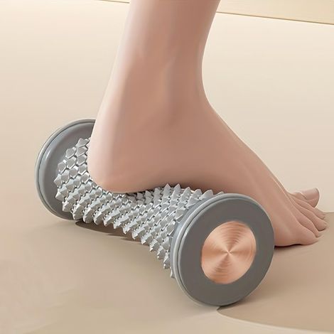 Rouleau relaxant pied plastique gris sans électricité, masseur fascia plantaire pour talon voûte plantaire usage simple à la maison (1/5)