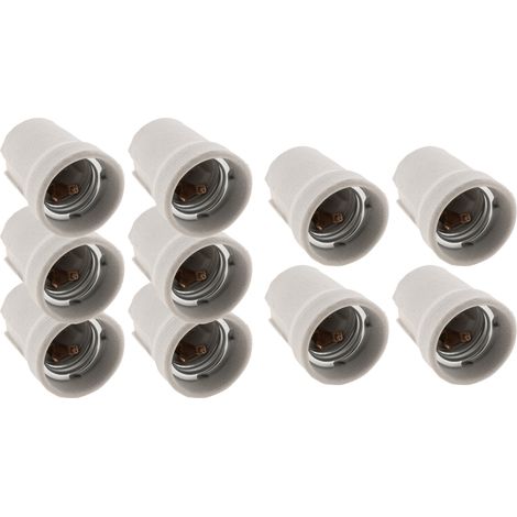 Zenitech – Lot de 10 douilles E27 en porcelaine – Culot E27 – Tension 230V – Pour ampoules à vis – Usage professionnel