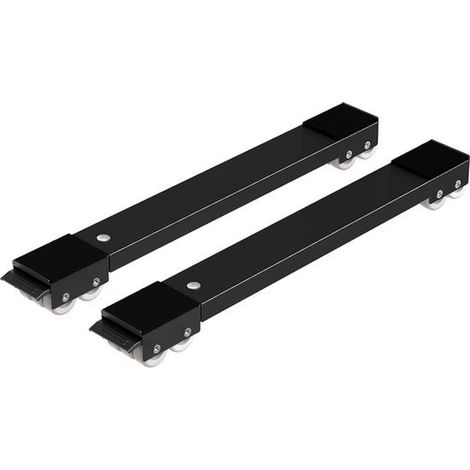 Lot de 2 roulettes de transport Mobilis - à fixer sous châssis pour lave-linge, réfrigérateur, sèche-linge, congélateur jusqu'à 300 kg, avec roues de 24 pouces et frein. (Longueur réglable : 45-70 cm) (1/5)