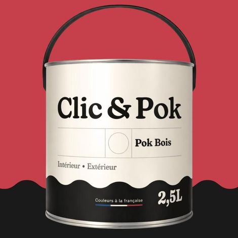 Peinture Bois Extérieur – POK BOIS - 2,5L - RAL 3018 - Rouge fraise- Résistante aux intempéries - Ne s'écaille pas