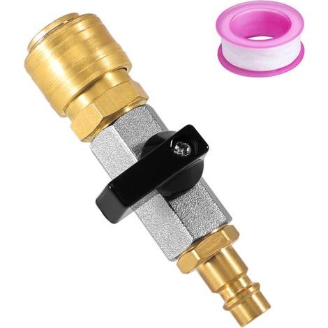 Set di valvole di intercettazione da 1 3/8", valvola a sfera in ottone, attacco NW 7.2 per officina (1/5)